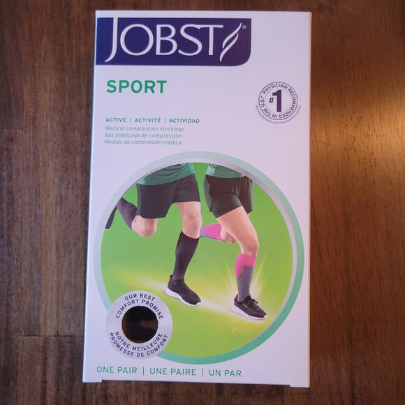 JOBST Sport ActiveWear 15-20 mmHg Compression Athletic Knee High Socks Black Med - Picture 1 of 4